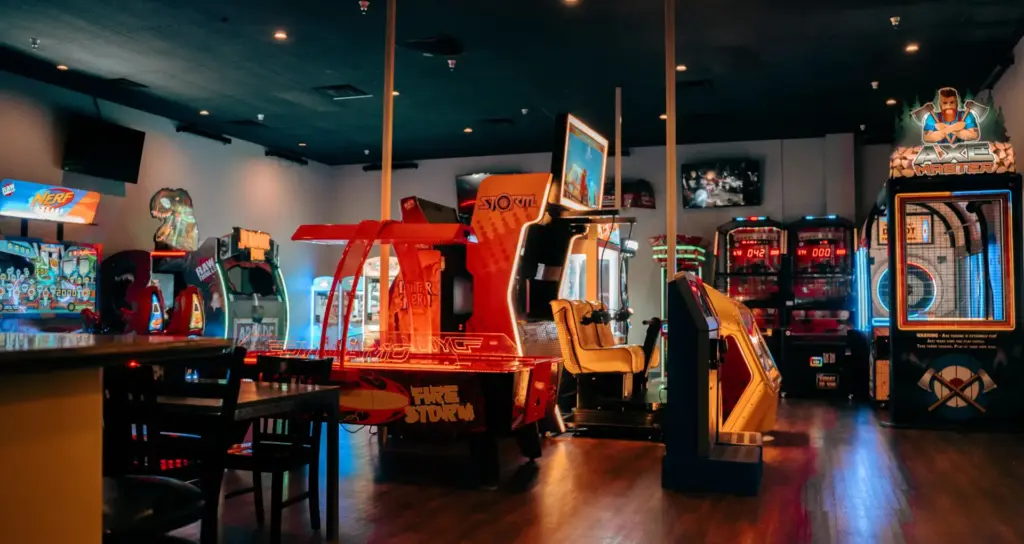 Arcade including Axe Master, Air Hockey, Nerf game, Pop-A-Shot